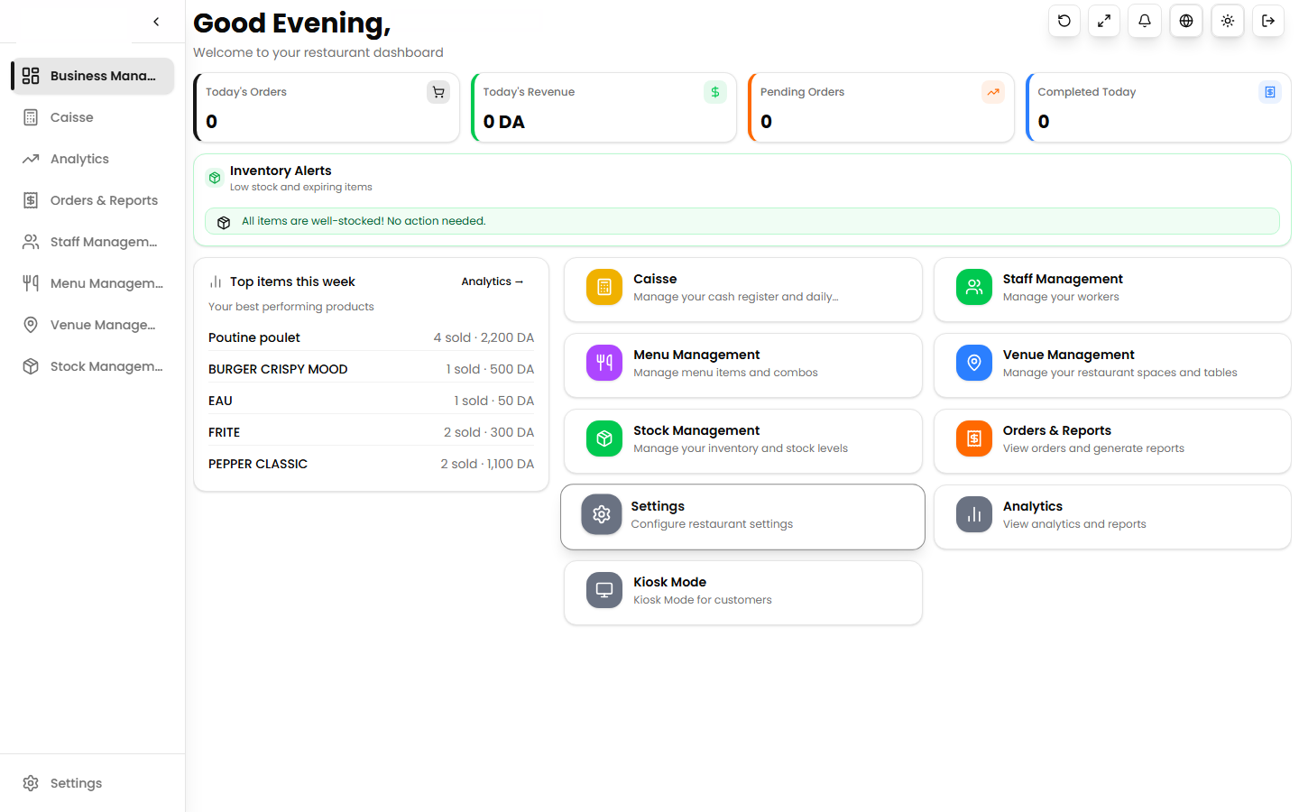 BISTRO Dashboard